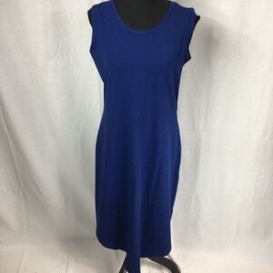 D & Co. Royal blue short sleeved XSP dress long length scoop neck v cutout